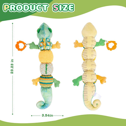 Tummy Time Toys 0-24 Months Baby Musical Stuffed Animal Infant Ruler Design Rattle and Multi-Textures Newborn Toys for Babies