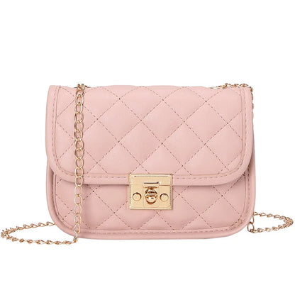 New personalized diamond grid women's bag, fashionable single shoulder cover lock small square bag, elegant and simple chain bag