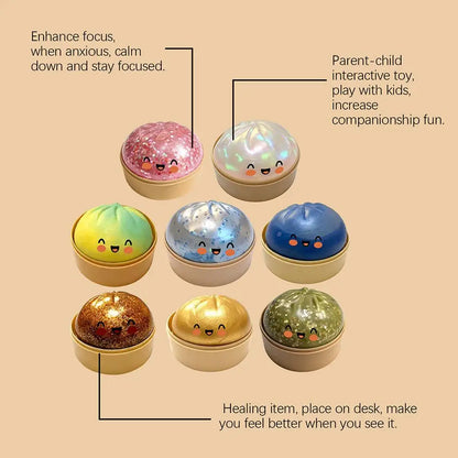 Glitter Crystal Dumpling Squishy Box Sensory Squeeze Toy for Stress Relief Colorful Glittery Dough Ball Fidget Toy Gift