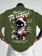 American men's summer personalized small devil letter print comfortable and breathable round neck T-shirt outdoor street top