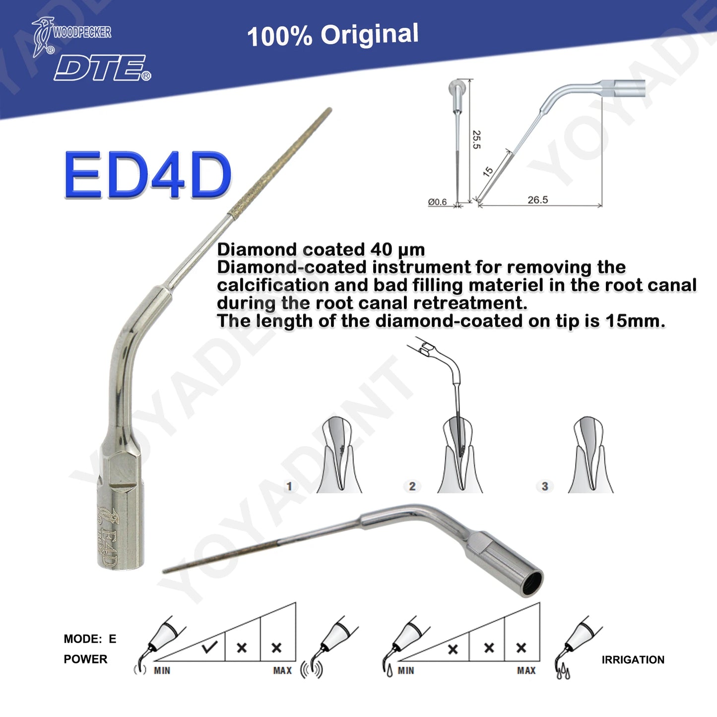 Woodpecker DTE Dental Endo Tips Ultrasonic Scaler Tips Scaling Tips ED-Series Fit NSK SATELEC Scaler Handpiece Dentistry Product