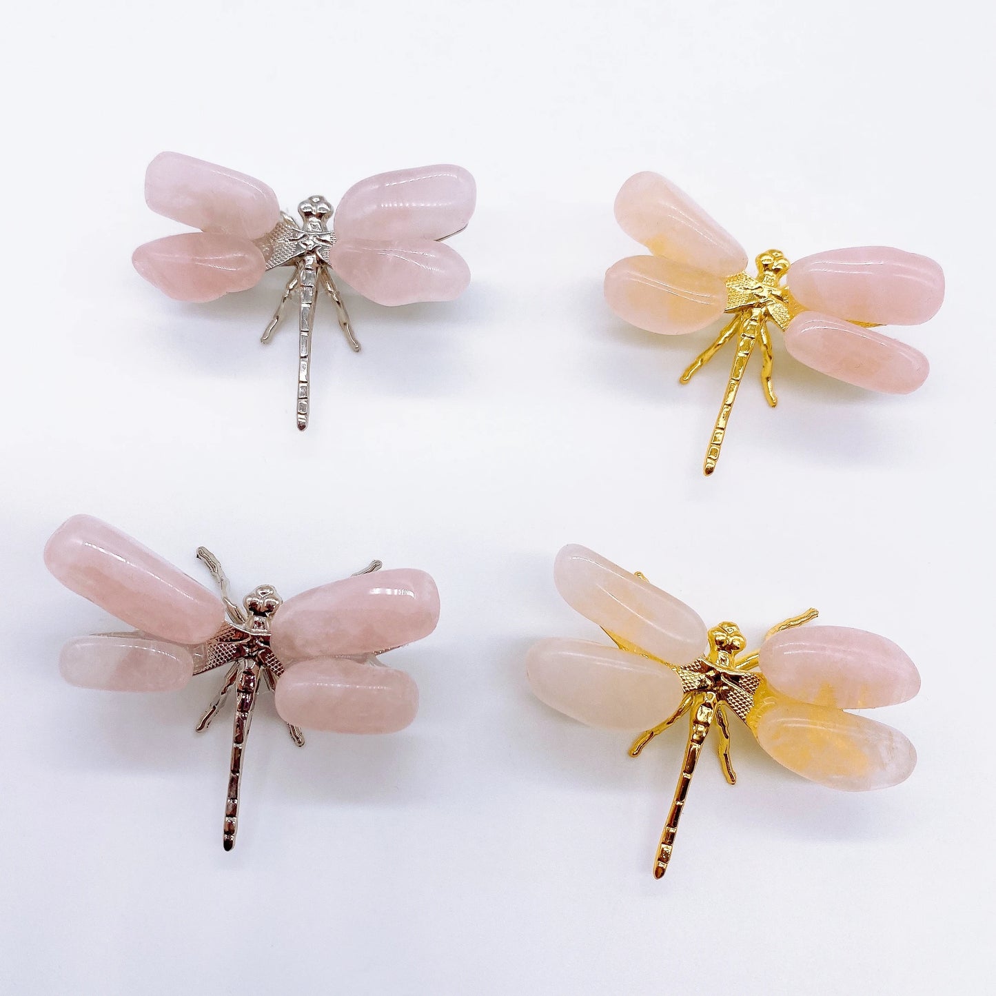 1PC Natural Rose Quartz Dragonfly Crystal Pink Stone spar crafts Butterfly Statue Reiki Healing Home Decoration Children Gift