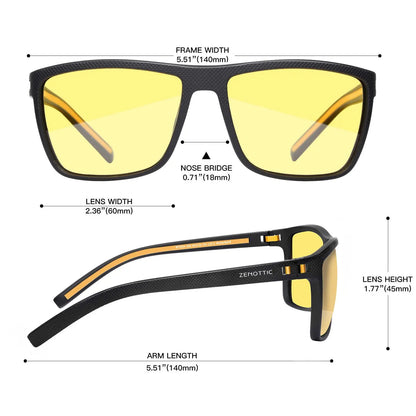 ZENOTTIC Retro Polarized Sunglasses for Men Lightweight TR90 Frame UV400 Protection Square Sun Glasses Night Vision Goggles