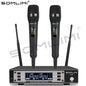 SOMLIMI 135G4 UHF Dual Channels Profession Wireless Microphone System Stage Performance Dynamic Long Distance Metal Handheld