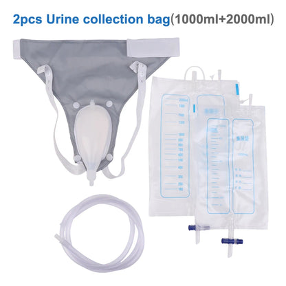 【B】1Set Reusable Silicone  Collector Bags Adults Urinal With  Catheter Bags Male Female Toilet