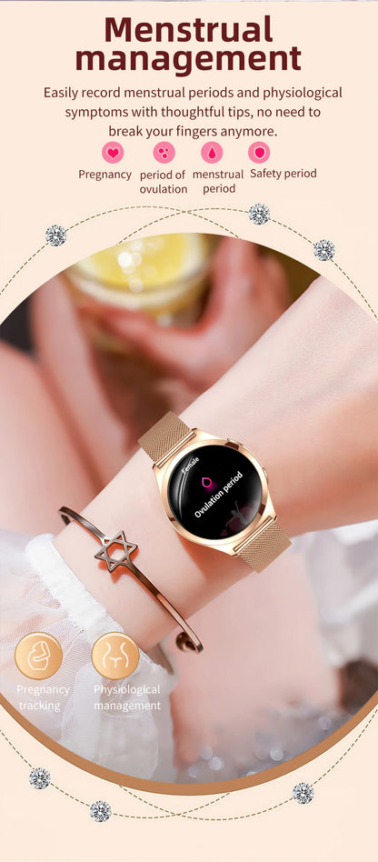 LIGE Luxury Smart Watch For Woman 1.27" Bluetooth Call Custom Dial Women's Bracelet Sports Health Monitor Smartwatch Ladies Gift
