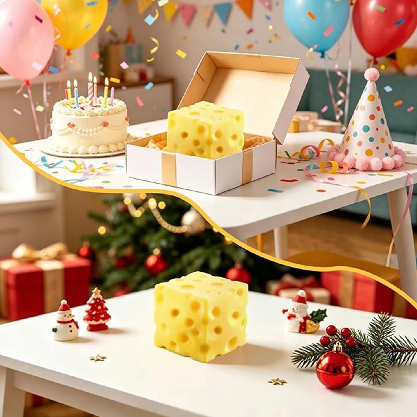 Simulate Cheese Squeeze Toy Slow Rebound Pinching Office Decompression Slow Rebound Cheese Pinching Ornament Relax Decompress