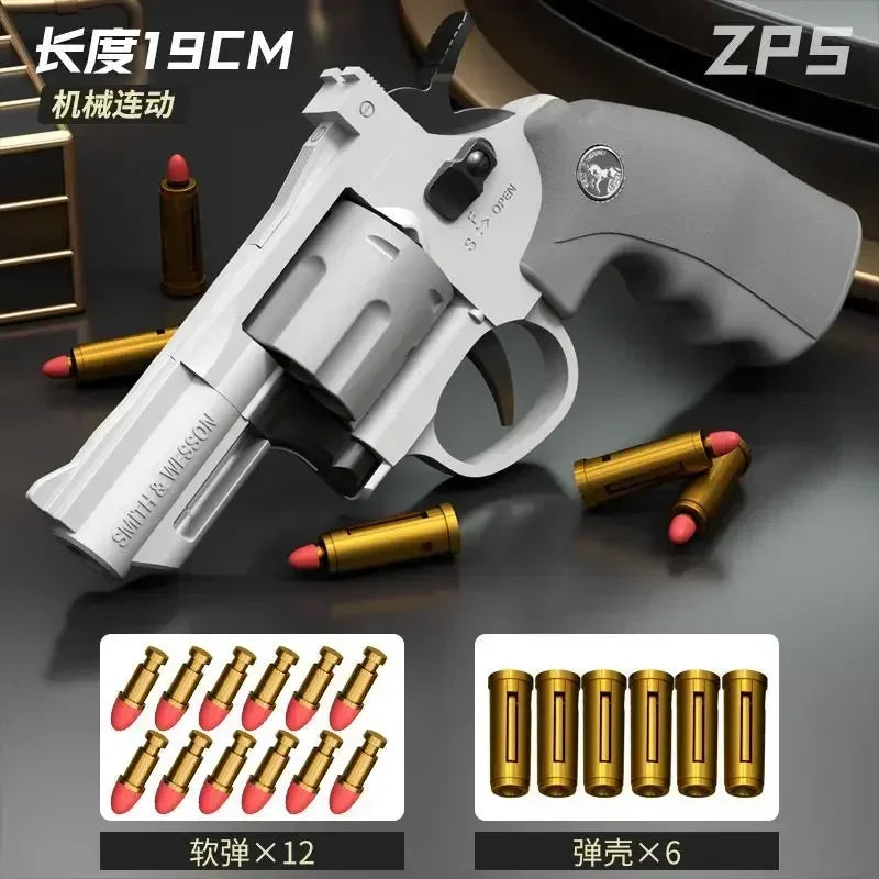 Continuous Firing ZP5 357 Revolver Launcher Pistol Soft Dart Bullet Toy Gun CS Outdoor Game Weapon for Kids Adult