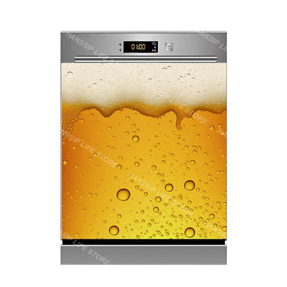 Water Splash Delicious Fruit Printed Dishwasher Sticker Wallpaper Kitchen Waterproof Dishwashing Cabinet Cover Decal Poster
