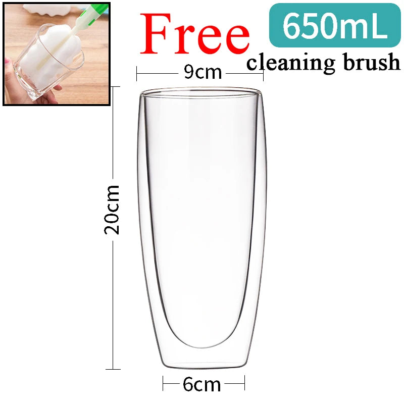 80ML Double Wall Glass Cup 1/12PCS Transparent Handmade Heat Resistant Tea Drink Whisky Wine Set Espresso Coffee Milk Mugs Gift