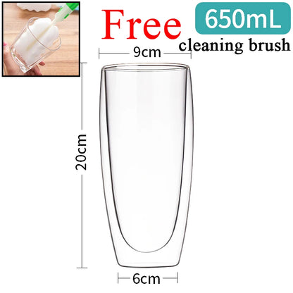 80ML Double Wall Glass Cup 1/12PCS Transparent Handmade Heat Resistant Tea Drink Whisky Wine Set Espresso Coffee Milk Mugs Gift