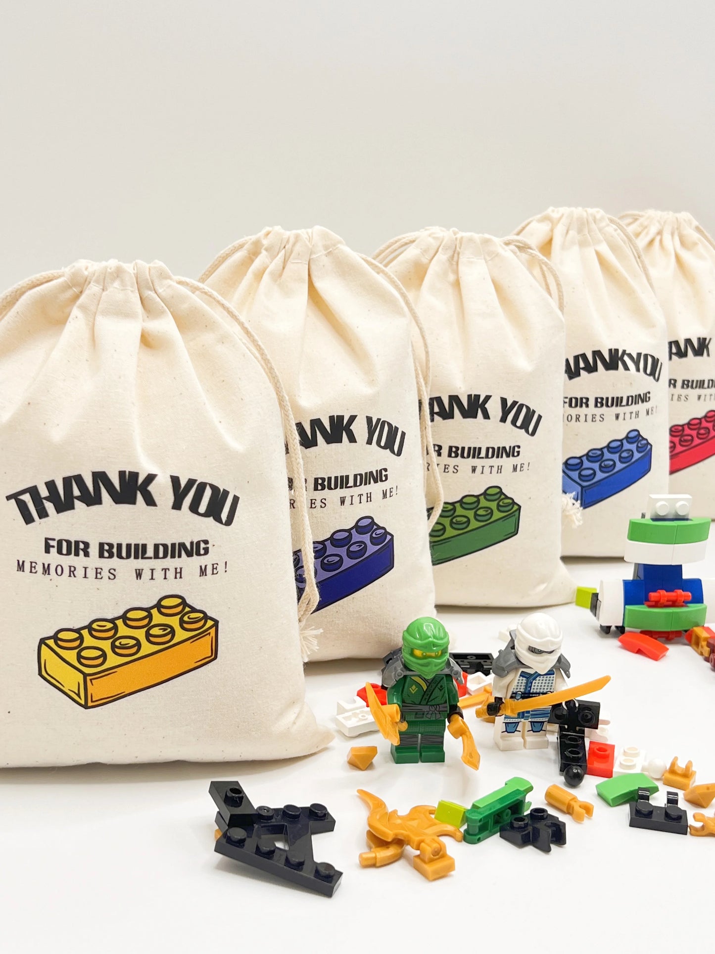 5pcs thank you For Building Memories with me Bags boy girl Birthday Party decoration gift Children's birthday bag