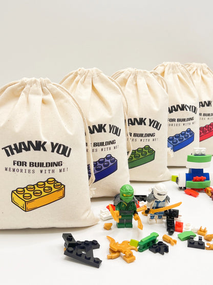 5pcs thank you For Building Memories with me Bags boy girl Birthday Party decoration gift Children's birthday bag