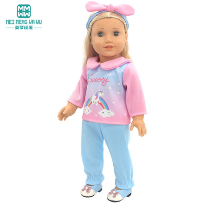 Fits 17-18inch American Doll and New Born Doll Clothes Fashion Dresses, Hooded Jumpsuit, Cardigan Strap Skirts Toys Gifts