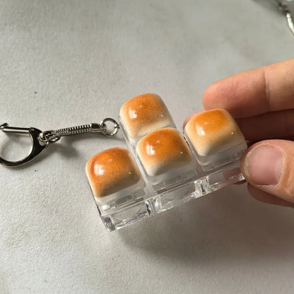 New Caramel Bread Design Fidget Keychain Keys Button DIY Keyboard Button Keycap Keychain Pass The Time Keycap Clicker Toy Adult