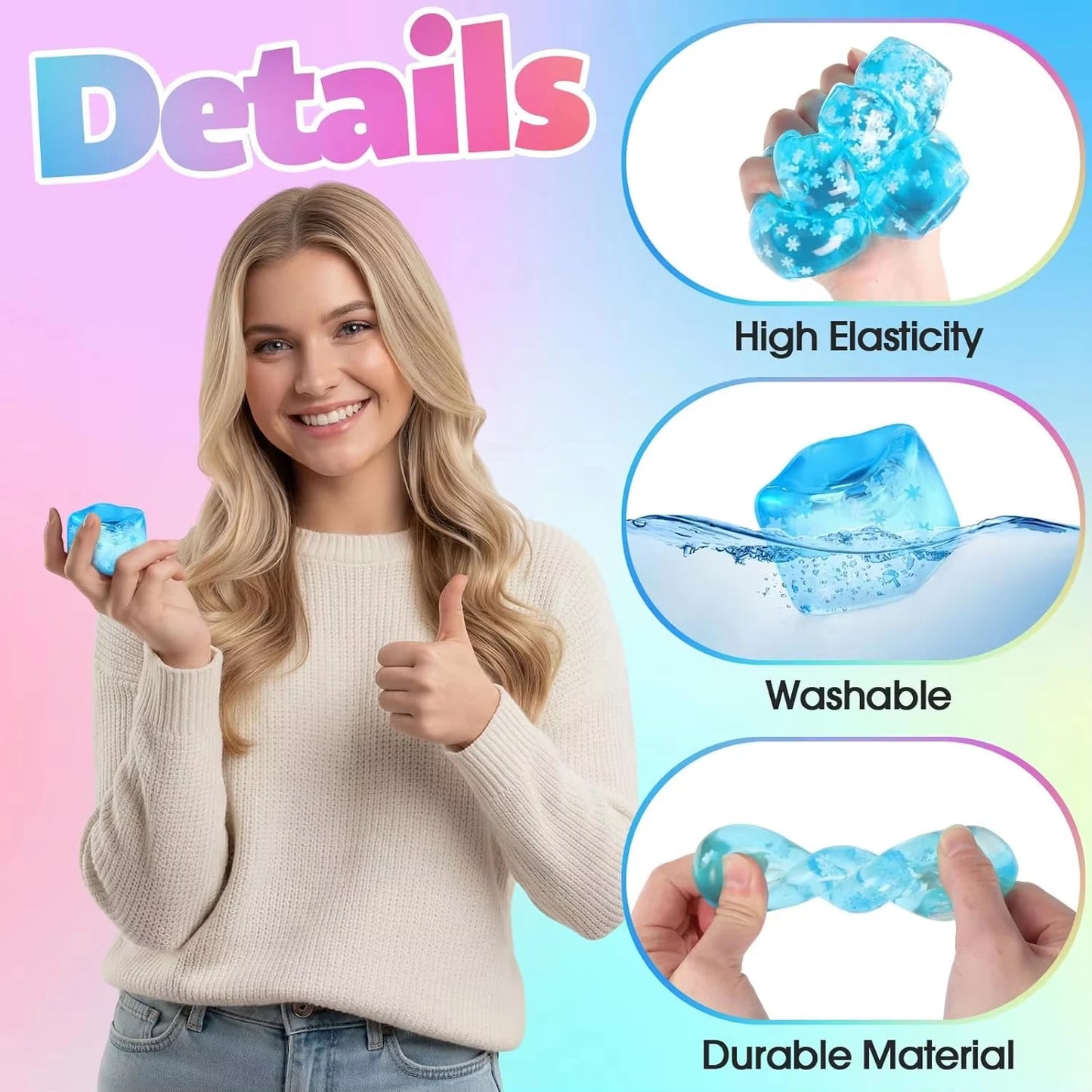 Snowflake Ice Cube Squishy Toys Small Ice Cubes Anti-Stress Colorful Squeeze Toy Super Slow Rebound for Adults Party Favors Gift