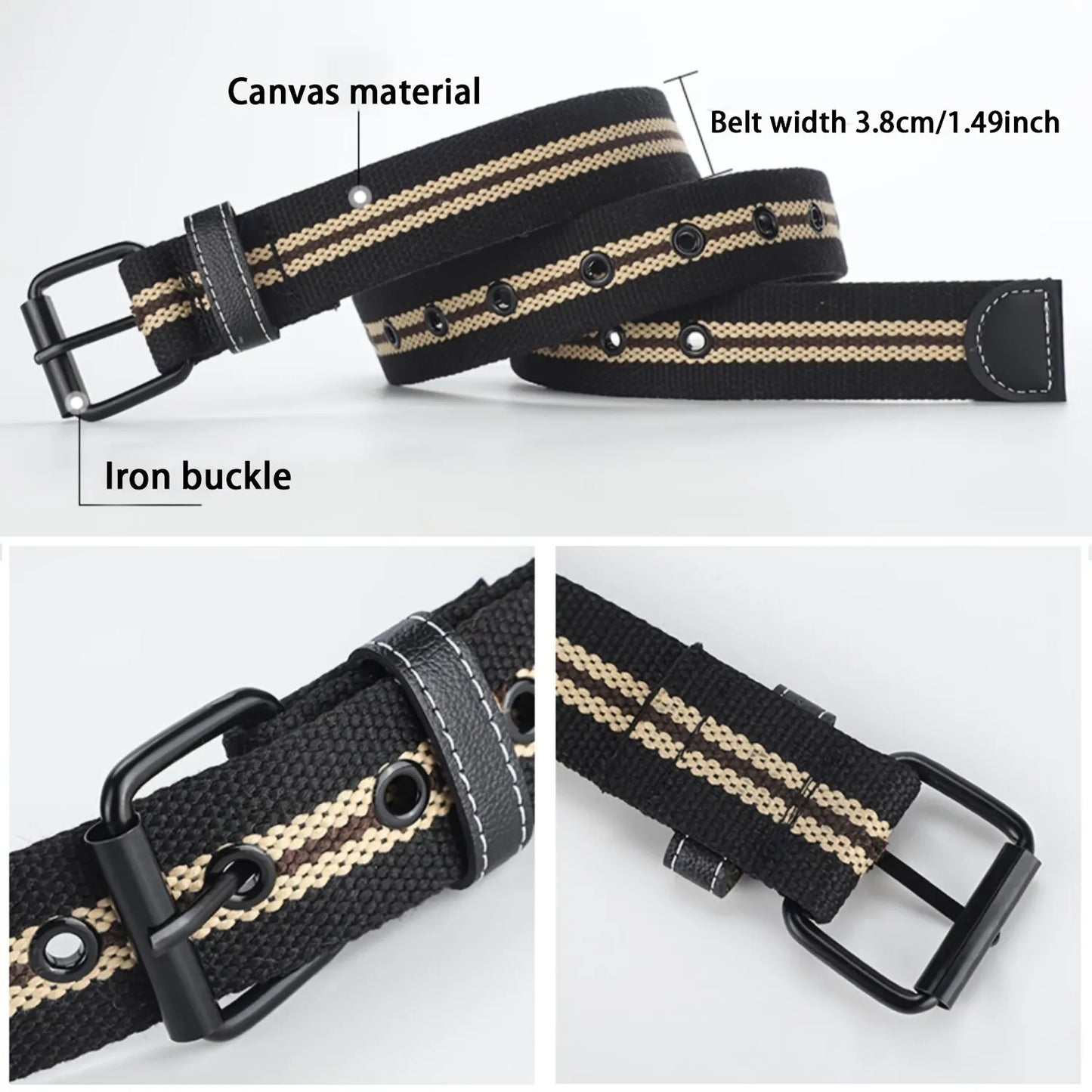 Men's Canvas Belt Casual Retro Women's Belt Outdoor Sports Belt With Jeans Belt Breathable Lightweight Eyelet Belt For Men Women