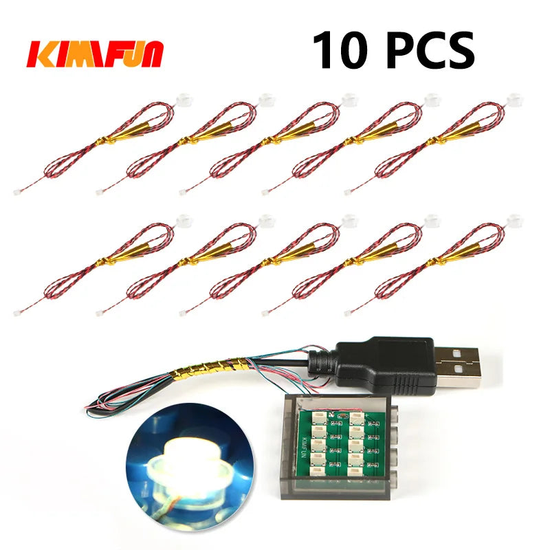 10PCS 0.8mm Pin RGB LED For LEGO Building Blocks USB Lamp DIY Street Light City Electric Decorate 1X1 Brick Compatible All Brand