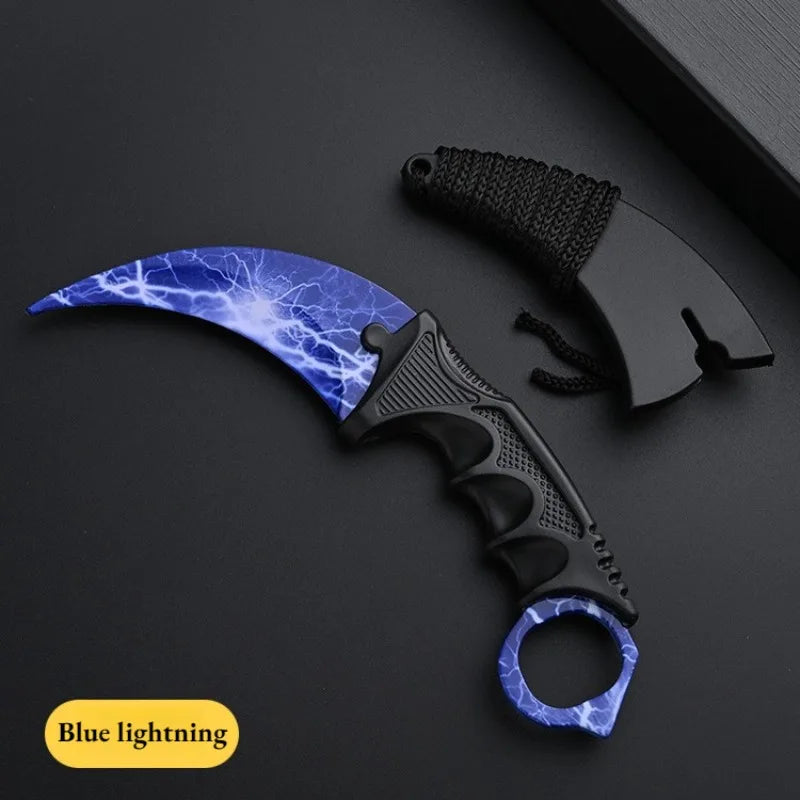 24styles Skin Karambit Precision Die Casting Stainless Steel Model Safety Outdoor Coaplay Claw Knives Collectible Game Toys Boys