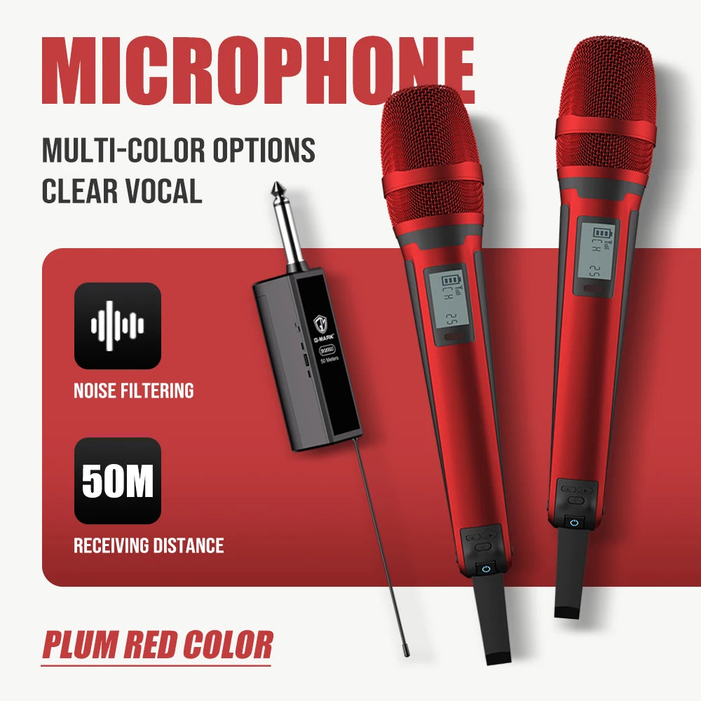 Wireless Microphone G-MARK SKM9000 Professional 2 Channels UHF Frequency Adjustable Metal Handheld Mic For Party Show Teaching