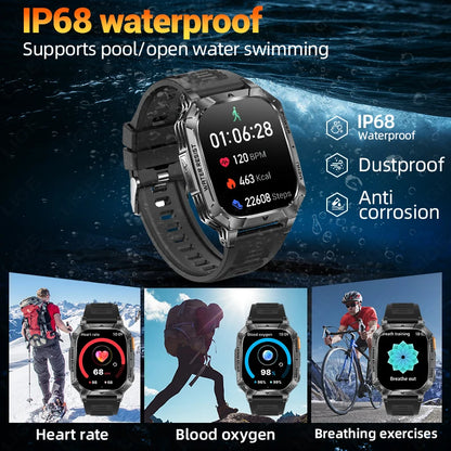 LIGE 2026 Military Grade 1400mAh Battery Smart Watch Men 2.01" HD Screen IP68 Waterproof Sport Fitness Bluetooth Call Smartwatch