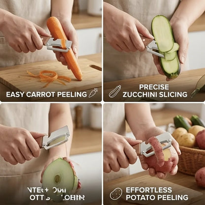 Multifunctional Vegetable Peeler with Sharp Stainless Steel Swivel Blade Wooden Handle and Bottle Opener for Kitchen Fruits