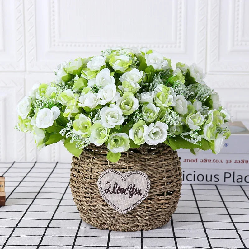 Simulated Rose Bouquet Home Decoration Small Rose Camellia Wedding Decoration Artificial Flowers Garden Decoration