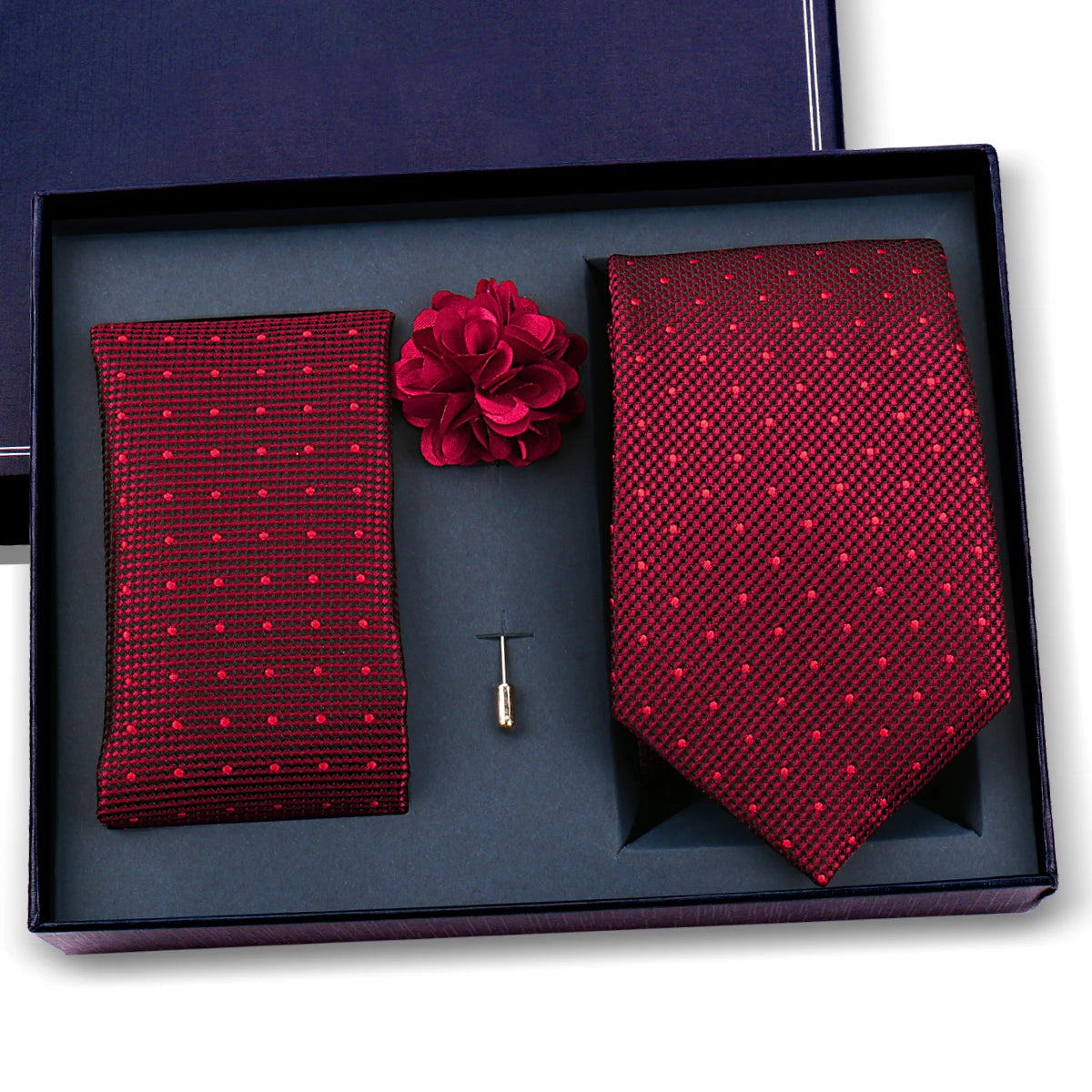 Elegant Ties For Men Classic Paisly Neck Tie Pocket Square Brooch Set With Gift Box Mens Business Wedding Suit Accessories