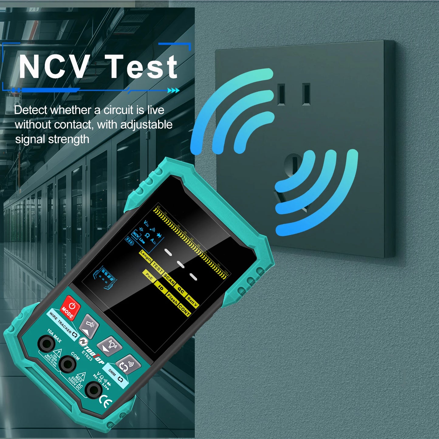 WIELOFUNKCYJNY TESTER KABLI SIECIOWYCH 3,2 CALA Pomiar długości kabla 400M Mapowanie kabli LAN Test PoE Multimetr NCV 2 w 1