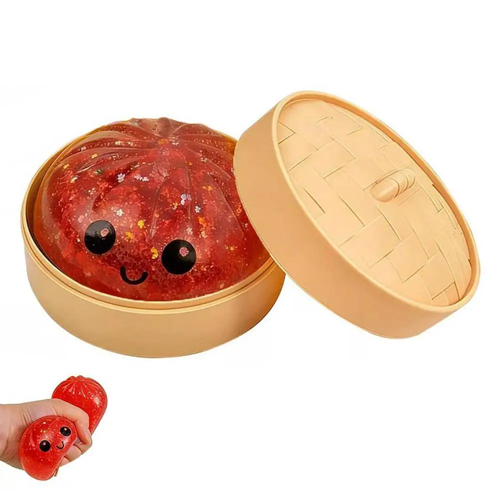 Simulation Flash Dumpling Pressure Ball Slow Rebound Soft Pinch Decompression Squishy Stress Relief Balls with Steamer