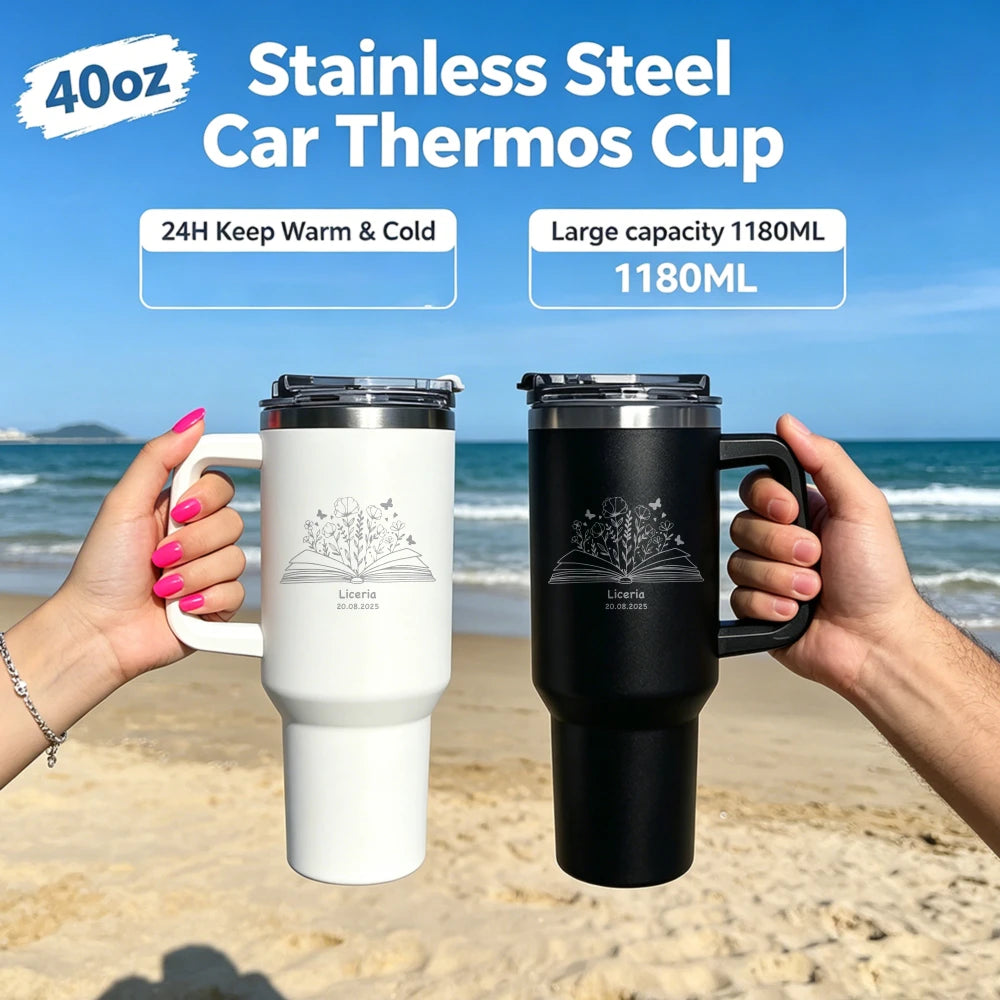 Custom Water Bottle Outdoor Thermos Portable 304 Stainless Steel Coffee Thermal Mug with Straw Tumbler Vacuum Flasks Cold & Hot