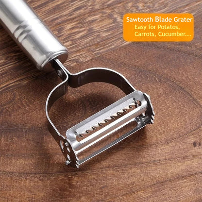 Stainless Steel 3-in-1 Peeler Grater Household Kitchen Multifunctional Double head Peeling Knife Fruit and Vegetable Melon
