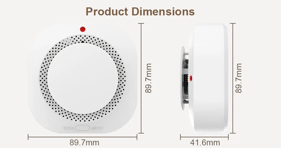 ZigBee WiFi Smart Smoke Detector Alarm, Works with Tuya Smart Life App Compatible Fire Sensor for Home Security, App Alerts