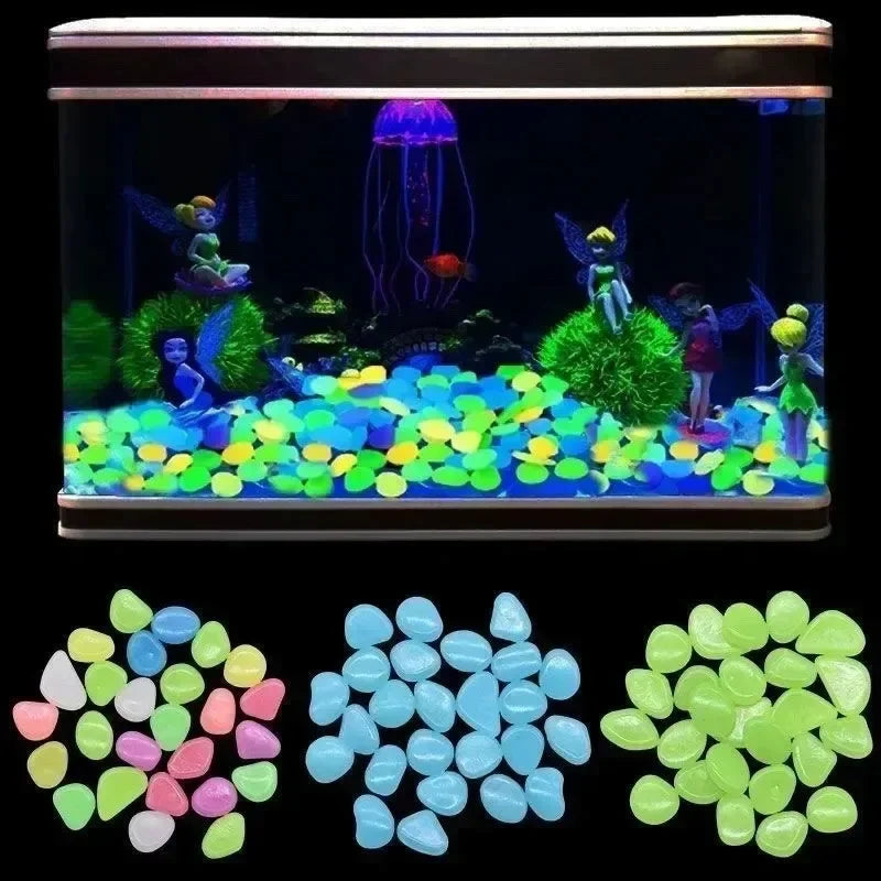 100-500pcs Glowing Garden Pebbles Glow in the Dark Non Toxic Reusable Luminous Stones For Garden Patio Aquarium DIY Decoration