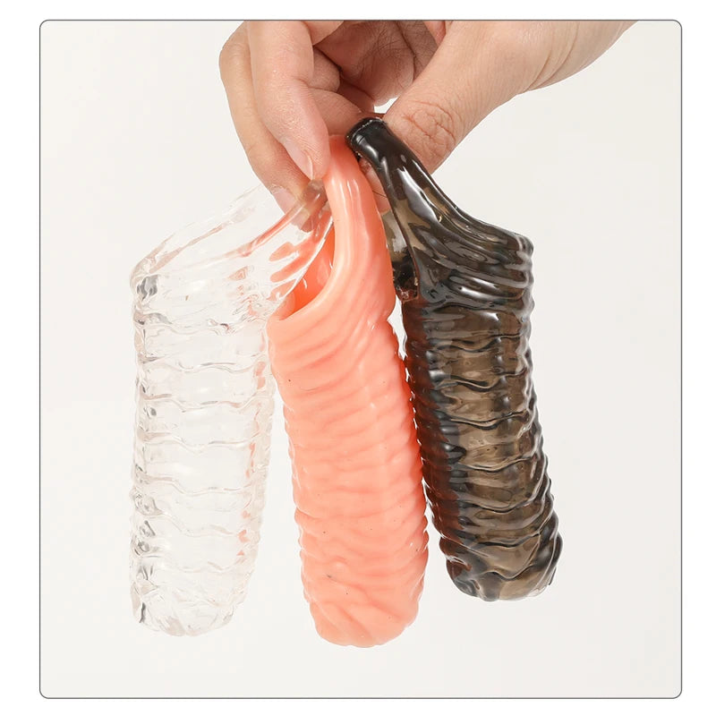 Penis Sleeve Reusable Sexy Toys for Men Penis Silicone Cock Sleeve Massage Adult Products For Woman Gay Penis Toys Sexual Goods