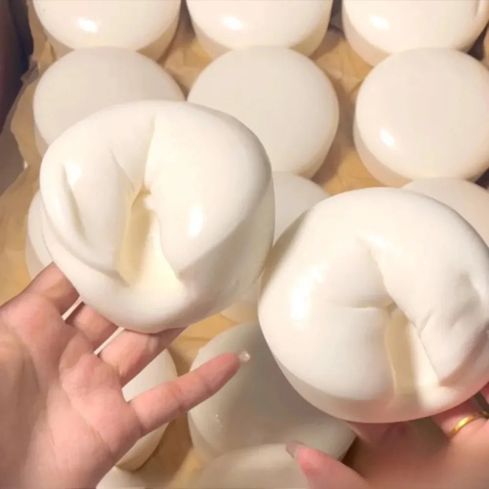 Round Bread Chunks Yogurt Cake Bread Squeeze Toy Soft Stress Relief Slow Rising Sensory Fidget Toys for Adults Relaxing Gifts