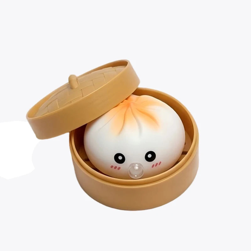 1/4Box Dumpling Squeeze Blow Bubbles Toy Dumpling Squishies Set with Steamer Bubble-Blowing Squishies Stretchy Fidget Sensory