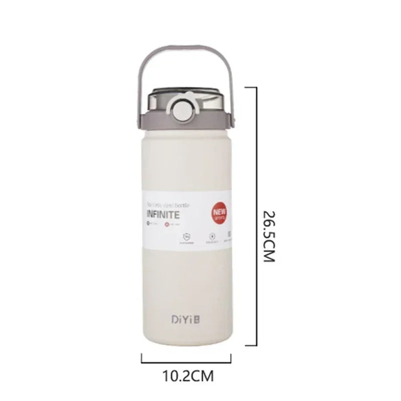 New Large Capacity Thermo Bottle with Straw Stainless Steel Thermal Water Bottle Keep Cold and Hot Thermos Cup Vacuum Flask