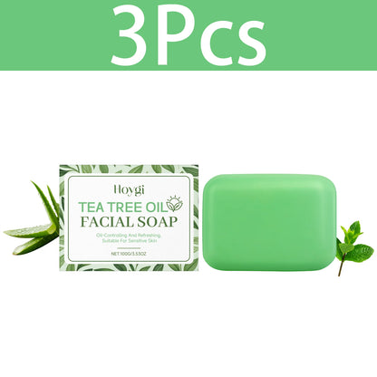 HOYGI Tea Tree Oil Soap Moisturizing Exfoliate Relieve Cleansing Soap Facial Cleansing Oil Control Moisturize Face Wash Skincare