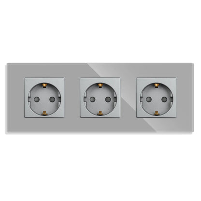 Bingoelec Grey Smart Light Switch and WiFi Wall Socket with Crystal Glass Panel Switches with Sockets Home Improvement
