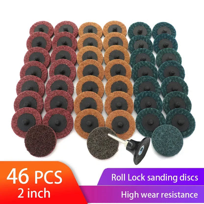 35/46/52PCS 2"Abrasive Disc Sanding Discs Roll Lock Surface Conditioning Discs R-Type Quick Change Disc with1 Disc Pad Holder
