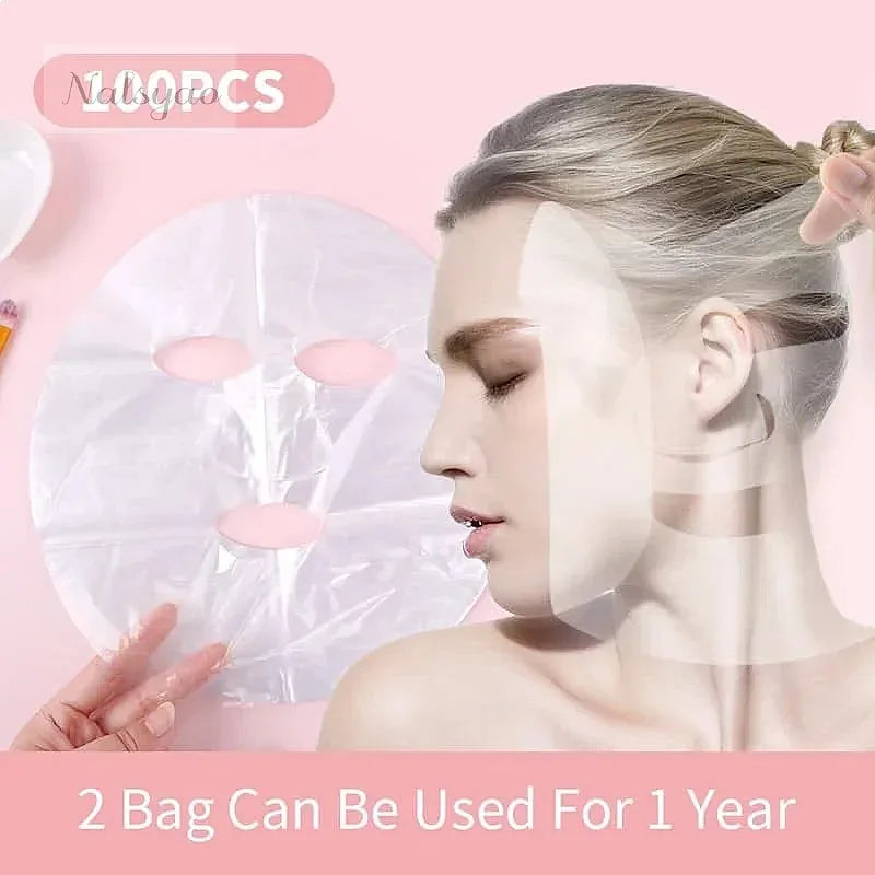 100-500pcs Disposable Plastic Film Face Mask Neck Stickers Transparent Wrap Facial Beauty Makeup Tools Cleaner Skincare