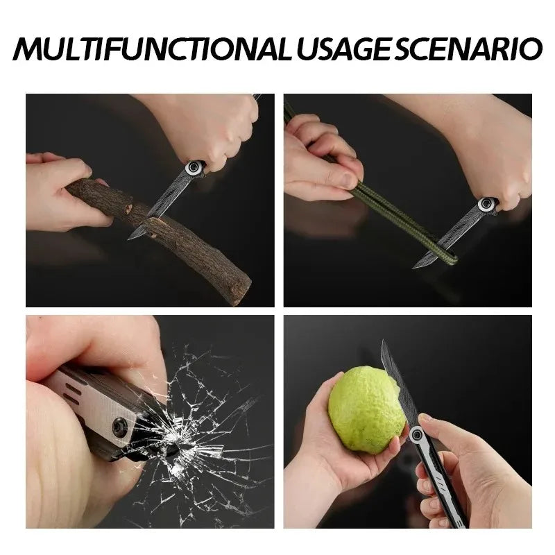2025 NEW M390 Steel Feather Pattern Folding Knife Outdoor Camping Pocket Knife Portable Fruit Knife High Hardness Folding Knife