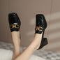 2026 Spring Autumn Fashion New Style Wide Head High Heels Shallow Mouth Women's Single Shoes Coarse Heels Hooded Women's Shoes
