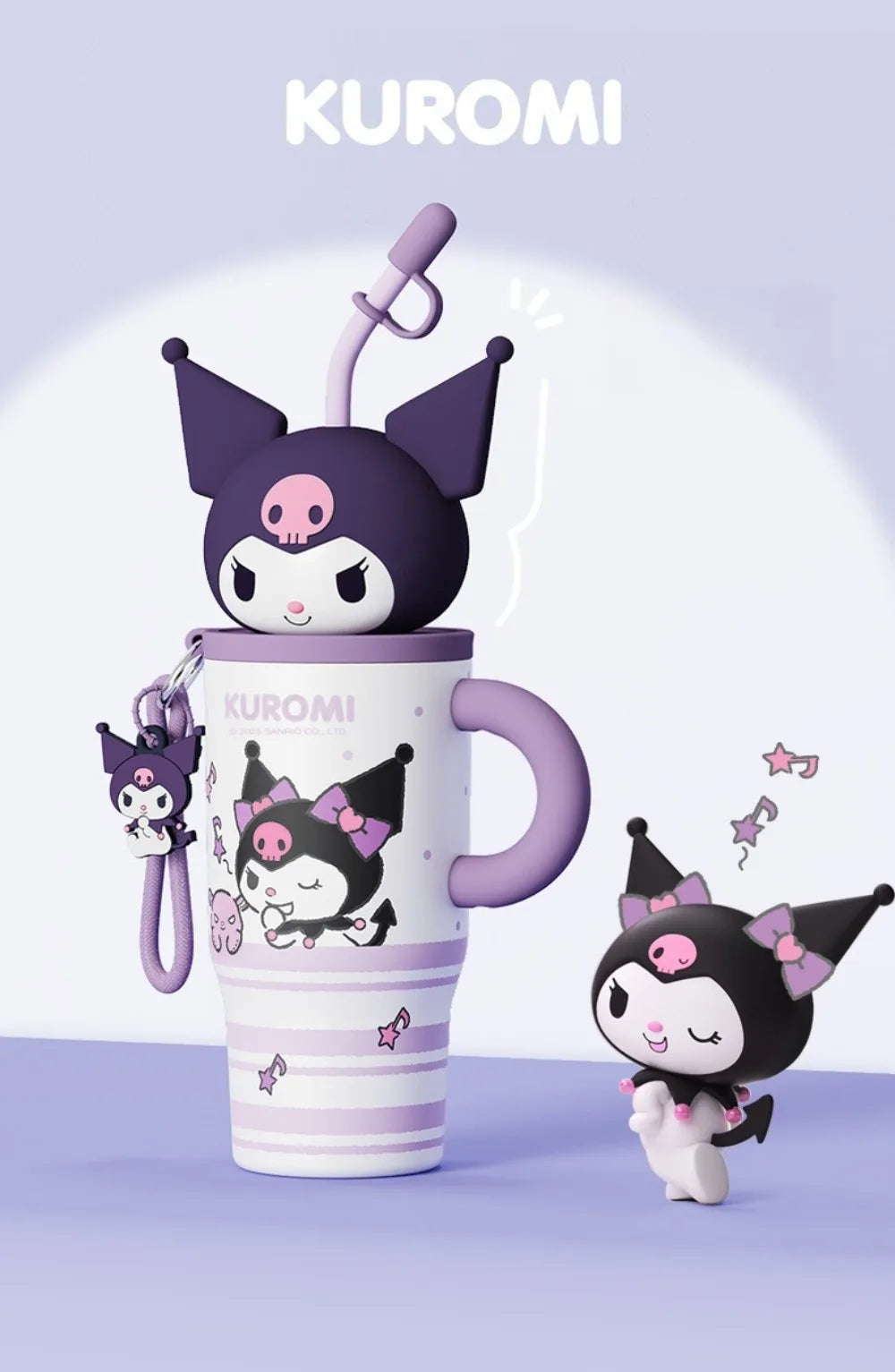 X&W 580ML Sanrio Series Thermos 316 Stainless Steel Doll Head Design Straw Insulated Cup Hello Kitty Kuromi Water Bottle Cutecup