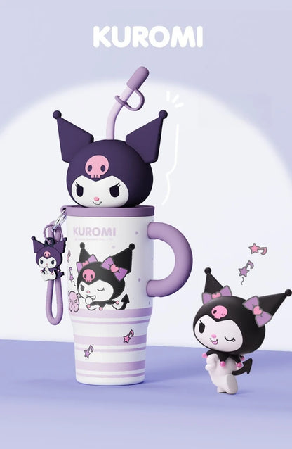 X&W 580ML Sanrio Series Thermos 316 Stainless Steel Doll Head Design Straw Insulated Cup Hello Kitty Kuromi Water Bottle Cutecup