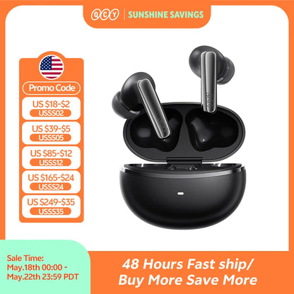 QCY MeloBuds N70 Adaptacyjne ANC Bezprzewodowe słuchawki douszne Bluetooth 6.0 LDAC Hi-Res Audio 6 mikrofonów Ładowanie bezprzewodowe Słuchawki 50 godzin IPX5