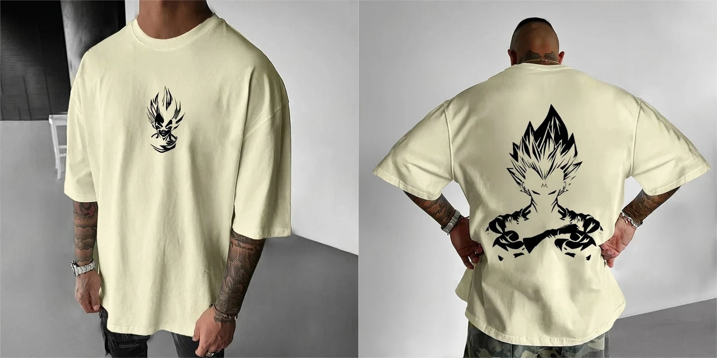 2026 Summer Dragon Ball  Oversized T-shirt High Quality 100_ Cotton Majin Vegeta Print Unisex Retro Casual Tee for Adults Kids