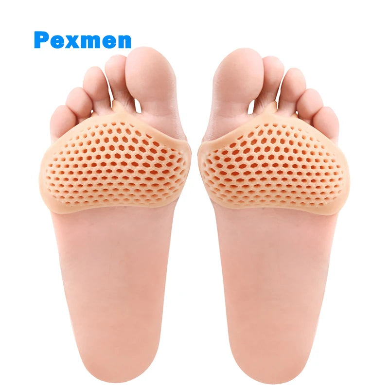 Pexmen 2Pcs Metatarsal Pads Ball of Foot Cushions for Women and Men Soft Gel Forefoot Pads Pain Relief Mortons Neuroma Callus
