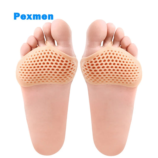 Pexmen 2Pcs Metatarsal Pads Ball of Foot Cushions for Women and Men Soft Gel Forefoot Pads Pain Relief Mortons Neuroma Callus